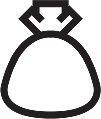 Grafisk ikon af en bankpose